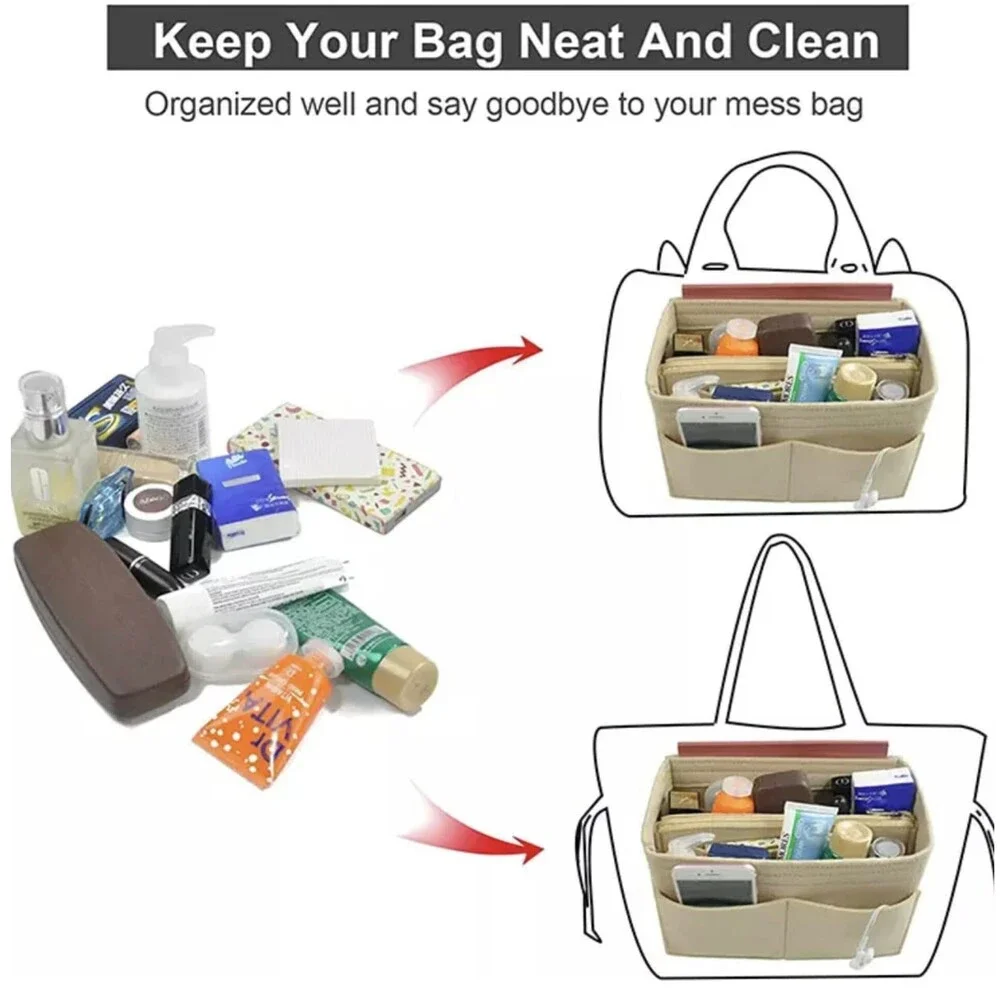 Handbags Tote Purse Diaper-Bag Cosmetic Bag Organizer, 12 Pockets - Drawstring -